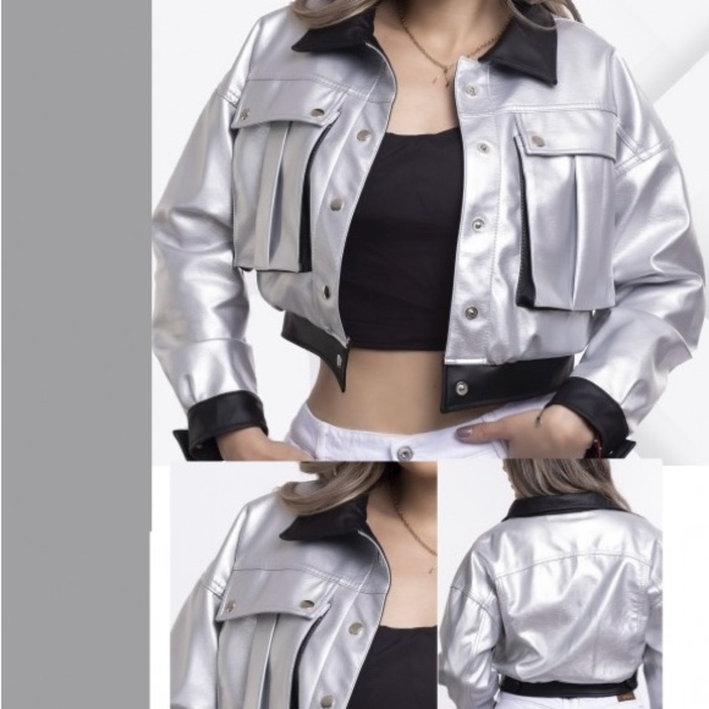 NWT 🇨🇴 STYLE Silver Women's Jacket with Black Accents. Colombian Clothing